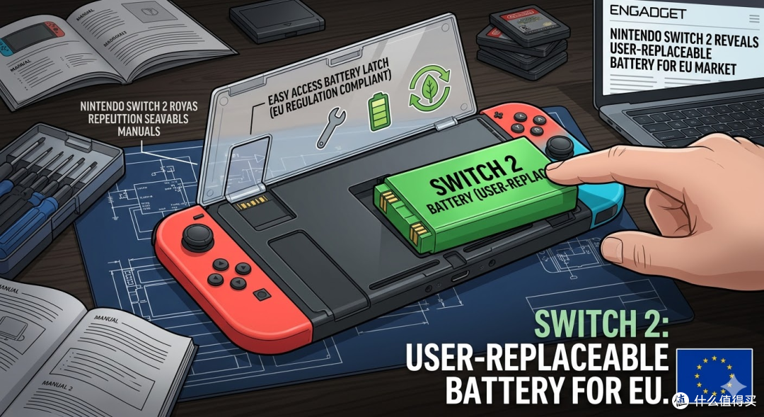任天堂向欧盟低头?Switch 2 曝出可拆卸电池设计