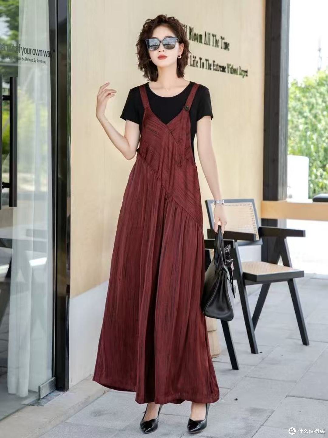 红玫瑰之梦｜酒红冰丝天丝背带裤裙，妈妈辈也能美到发光🌹