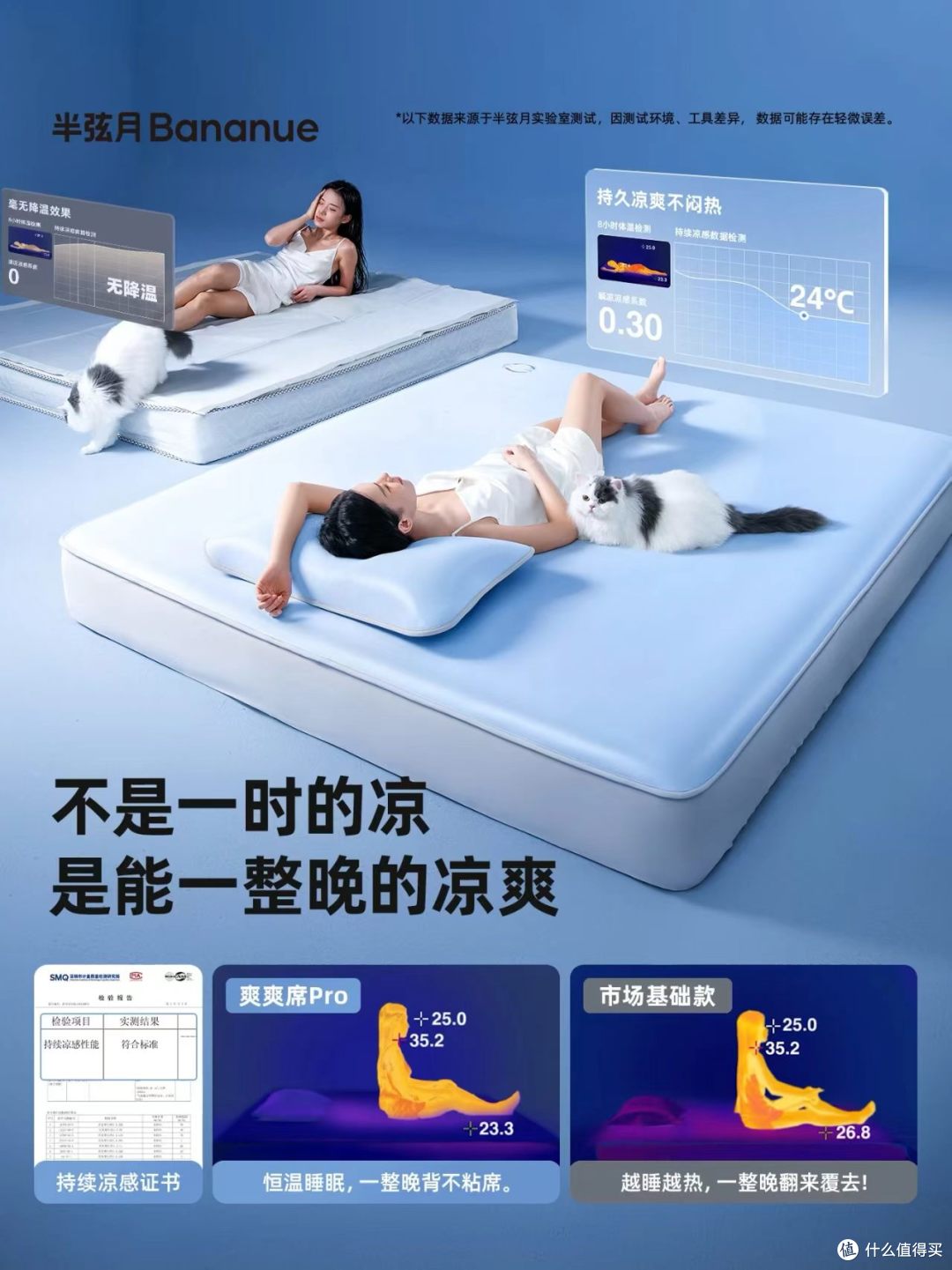 半弦月冰丝凉席| A 类母婴级,一床搞定冬夏好眠
