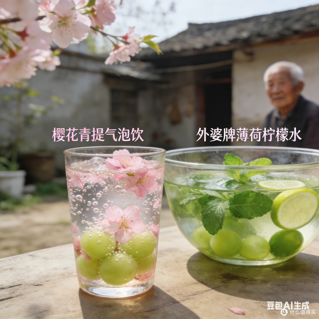 自制青提气泡水的春日仪式