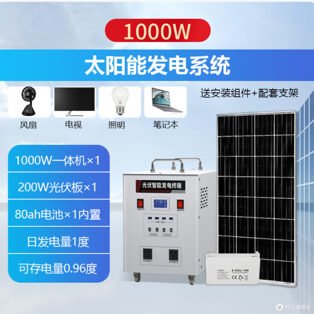 猎钢狼 太阳能发电系统全套小型220V发电设备光伏 购买分析建议