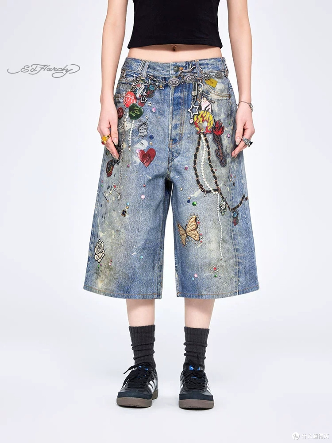 金婧同款封神！Ed Hardy 牛仔百慕大短裤甜酷拉满