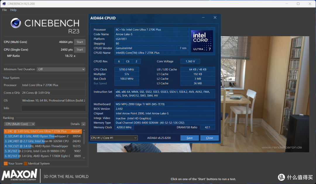 Ultra 7 270K Plus+微星Z890刀锋钛实测:默认略超285K,再探超频