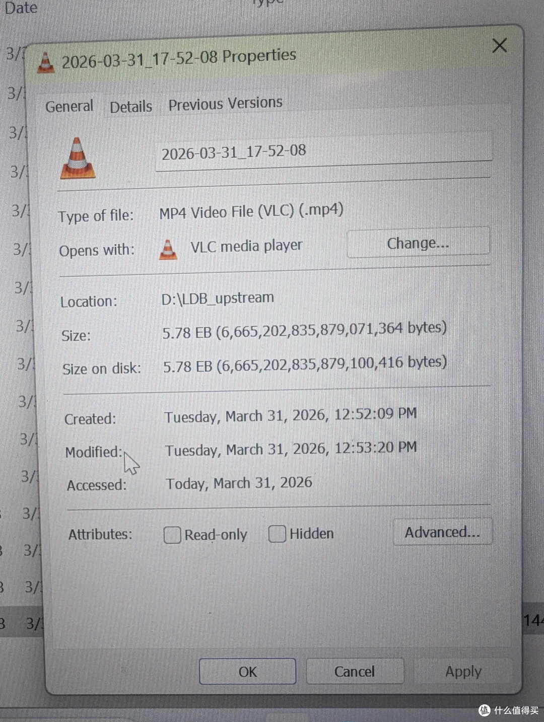 活久见!网友点开的一个MP4文件竟有5EB(5242880 TB)大小?