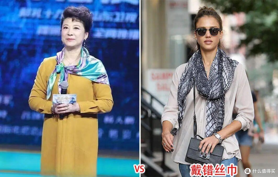 佩戴丝巾有多么暴露年龄,看完这3组对比图就懂了,尤其是50+女人