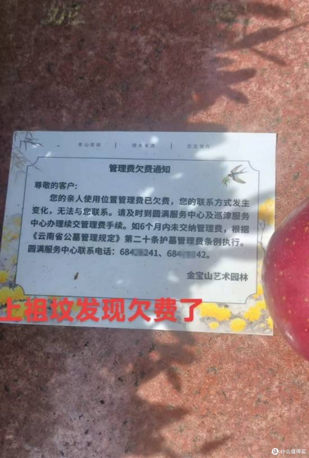 上坟竟见墓碑贴欠费单，逝者也被“催债”？当地回应来了 ！