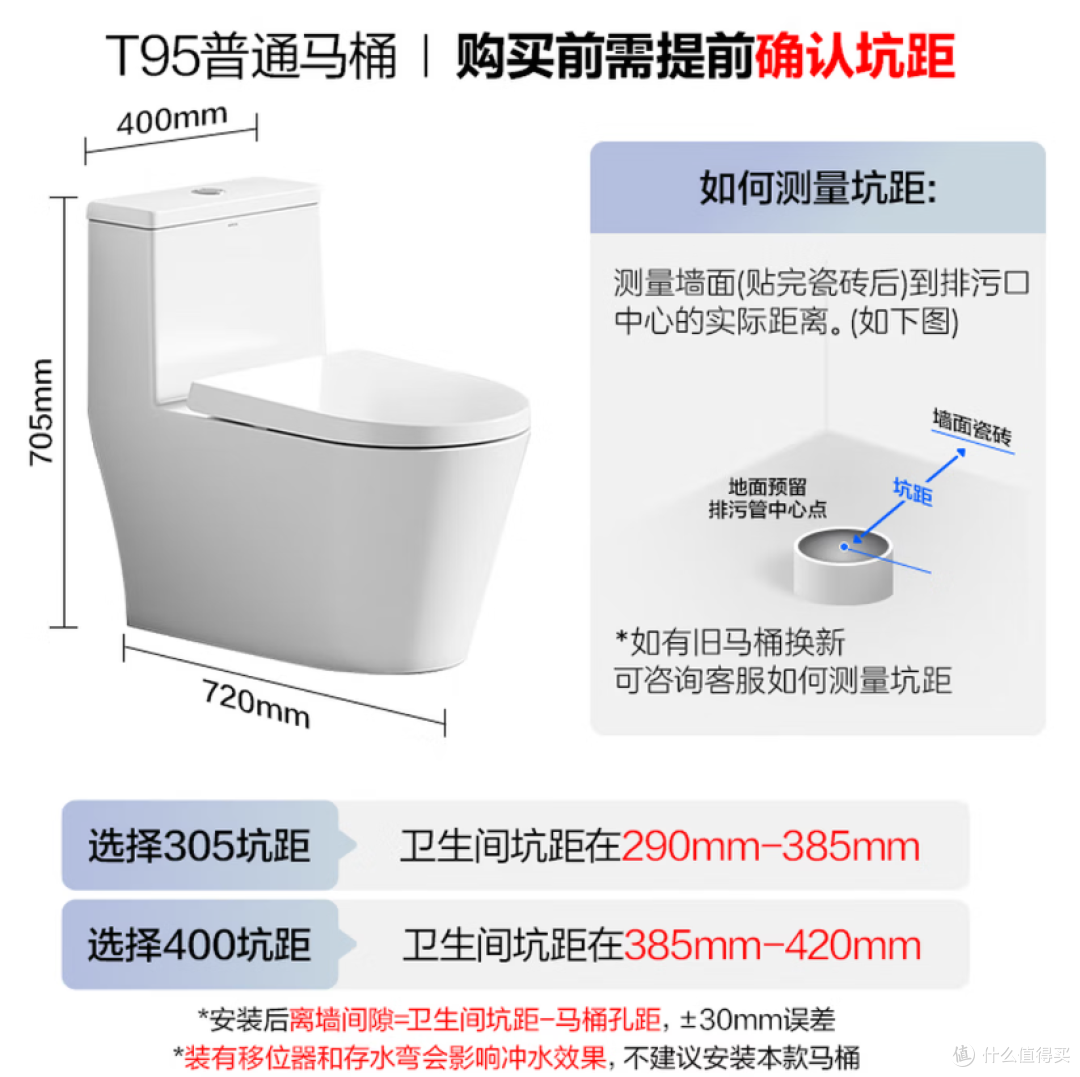 箭牌T95马桶双漩大冲力虹吸防堵缓降坐便器 AEB12648M 购买分析