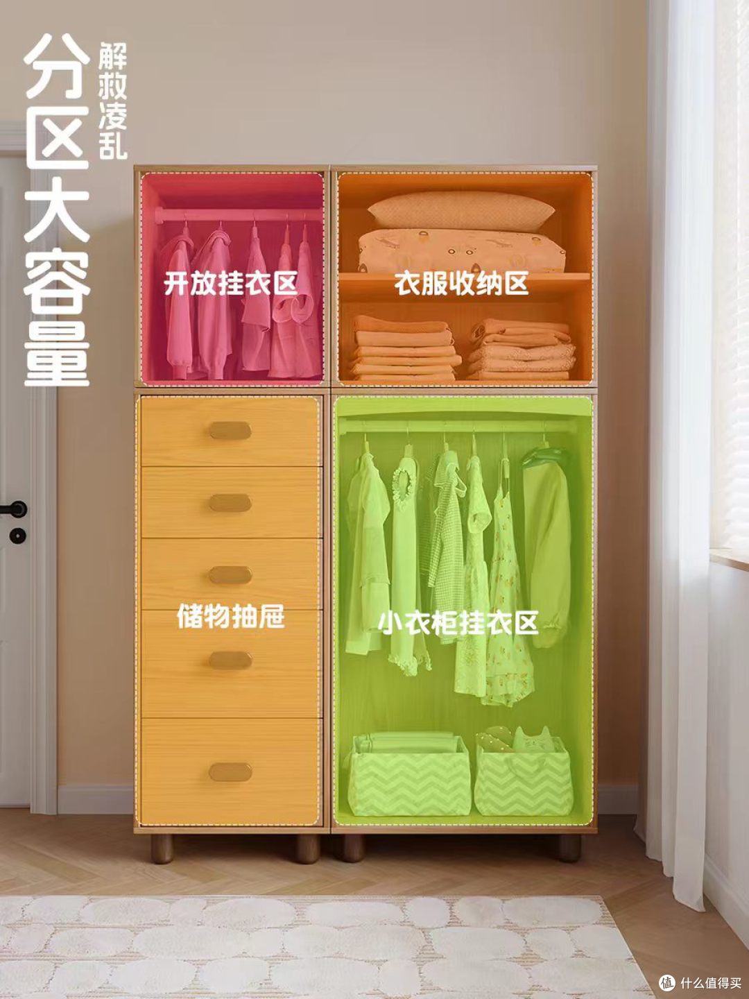 小户型宝妈封神✨叮叮熊实木儿童衣柜太懂收纳了