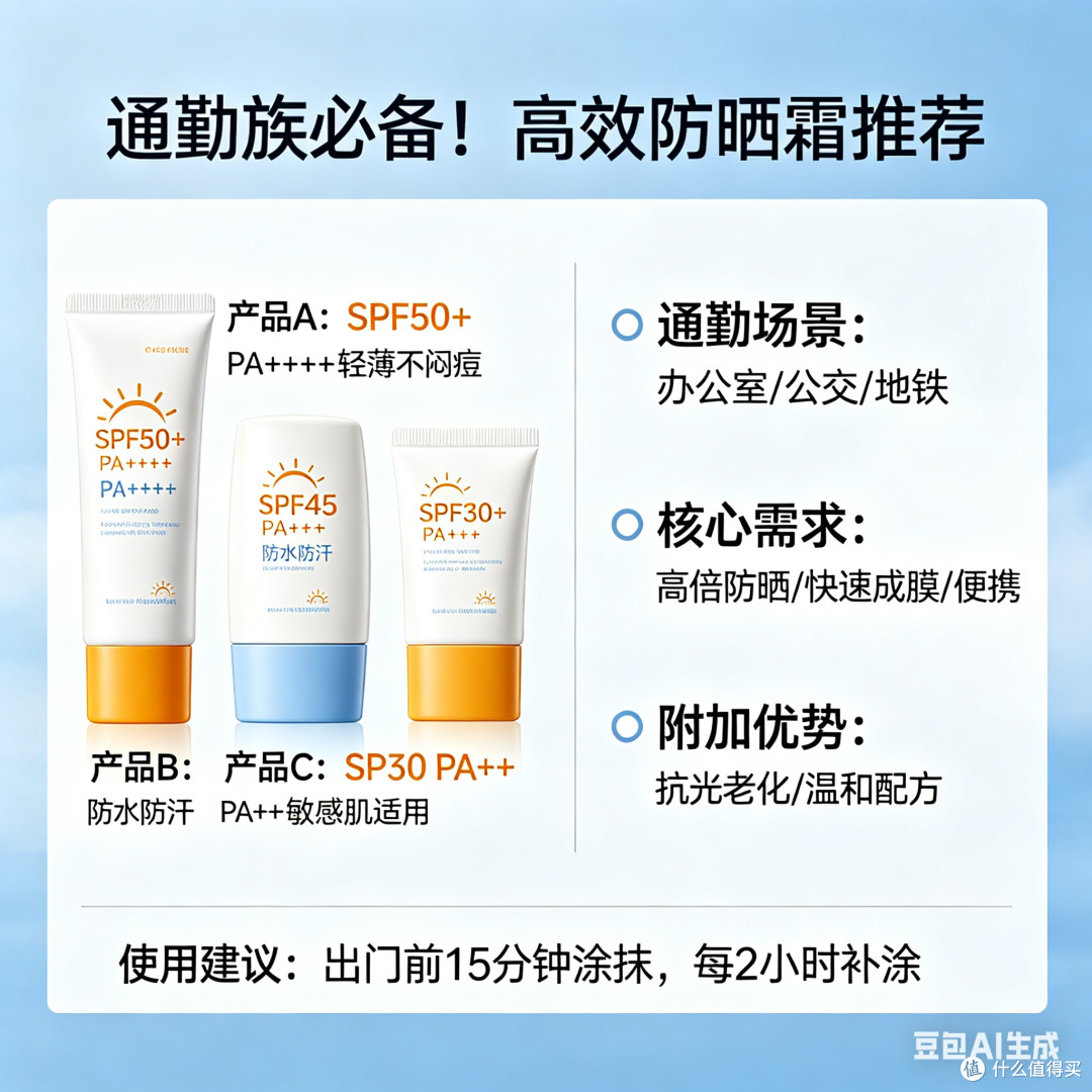通勤防晒霜怎么选？高效防光老化