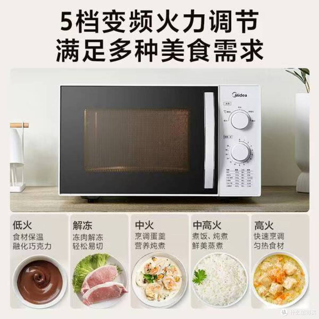 历史新低！美的M1-230E微波炉383元到手，360°转盘+旋钮操控