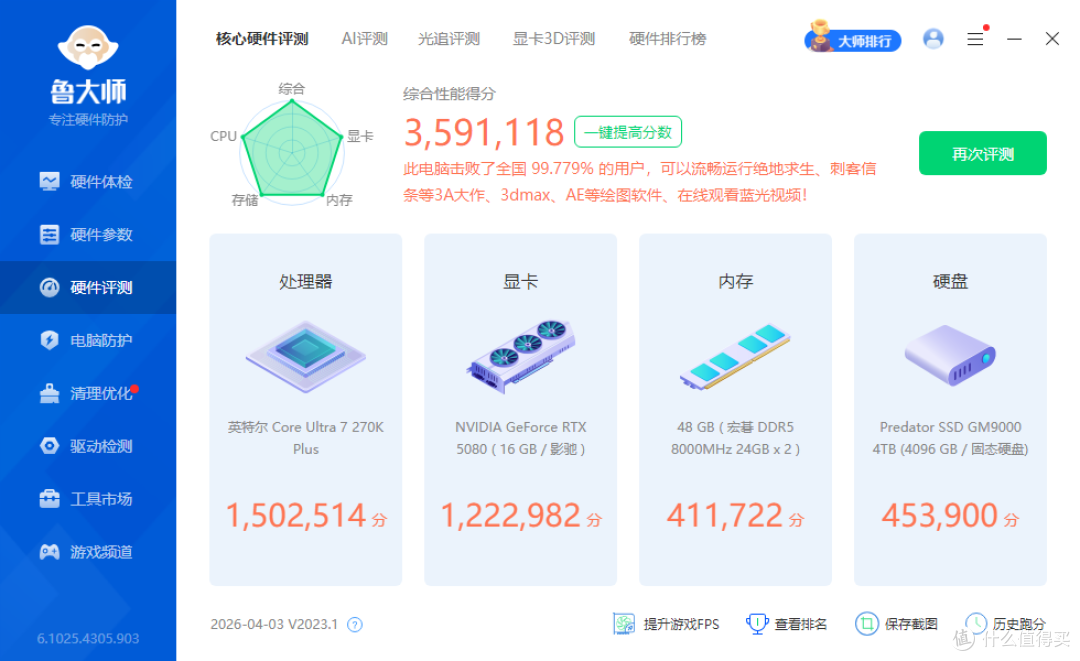 加量不加价!酷睿270K Plus+技嘉Z890小雕DUO X+5080HOF装机实测