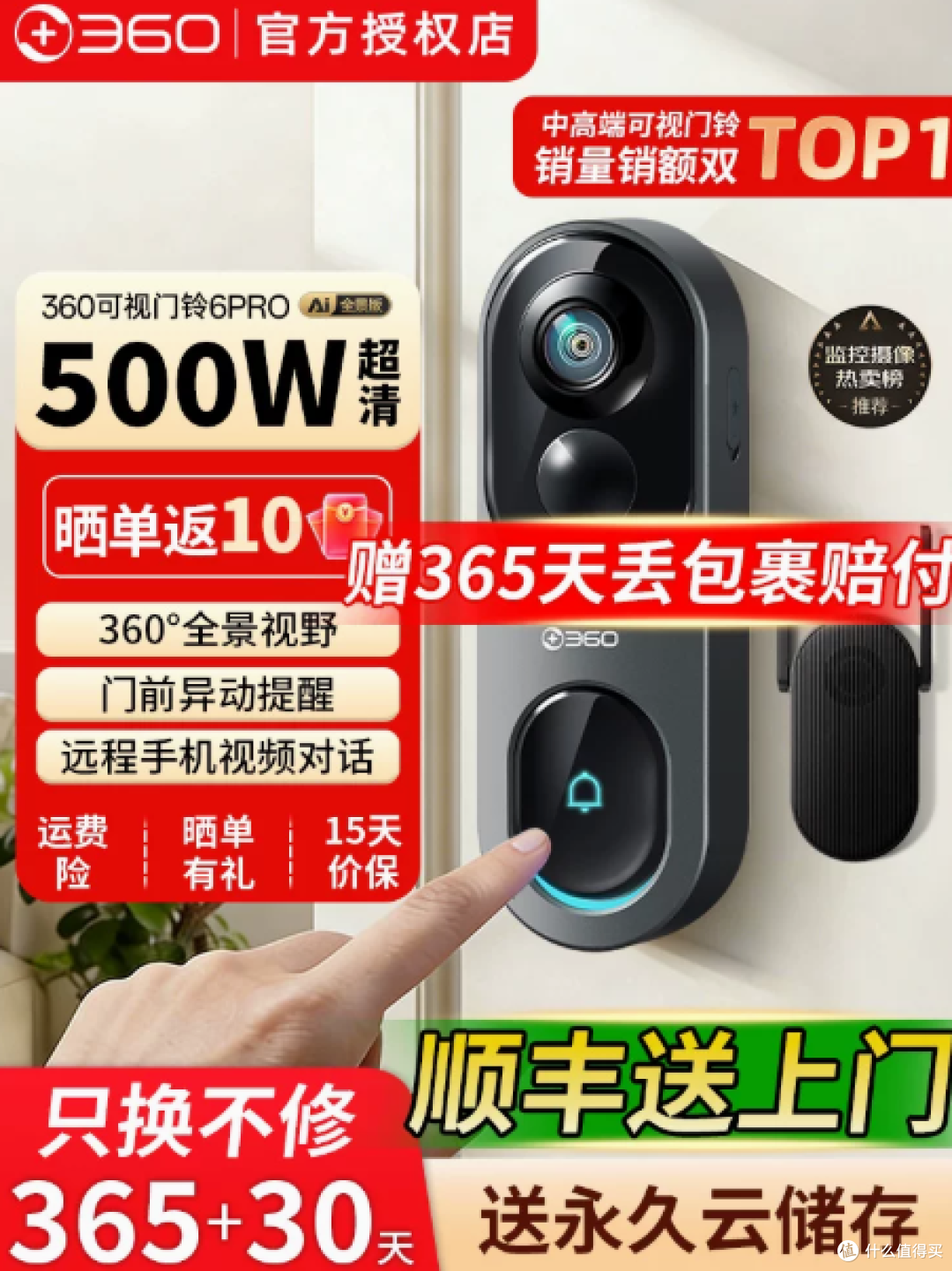 安全感神器✨360 可视门铃 6Pro 双摄,24 小时全天守护家门