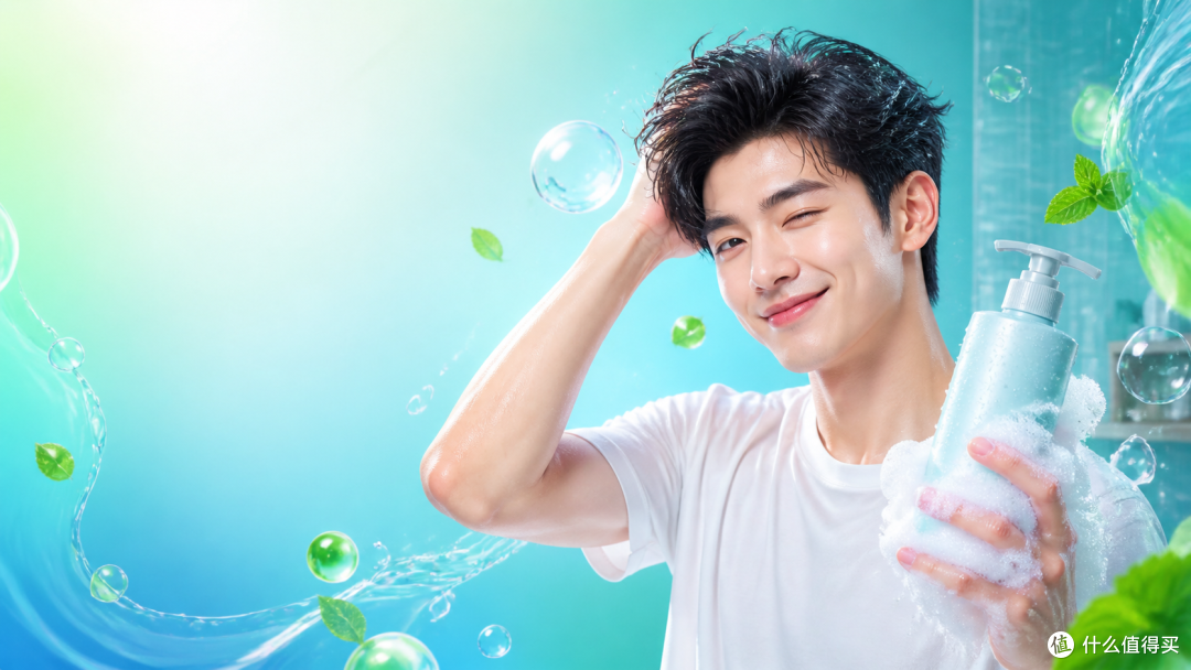 男性模特控油洗发水测评标题图