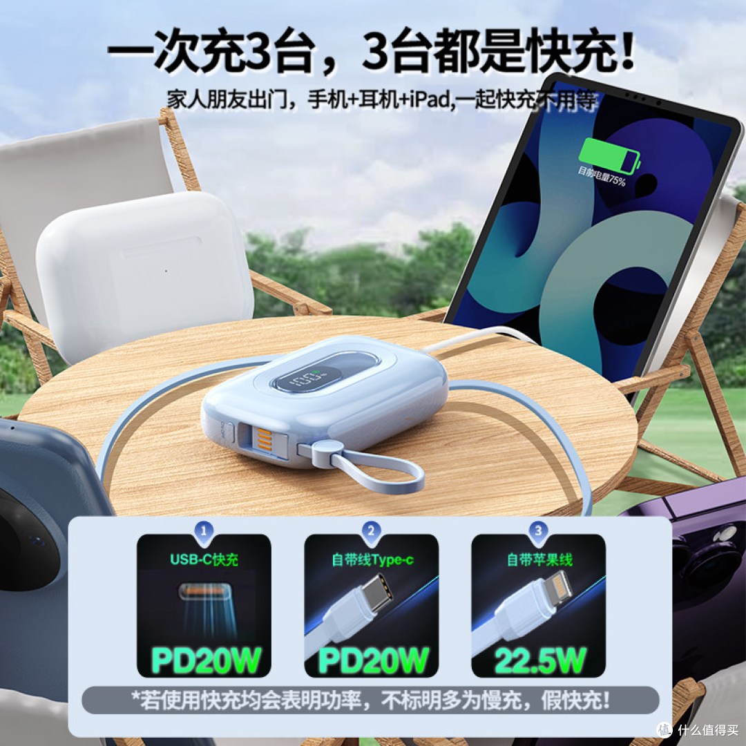 3C认证充电宝怎么选?20000毫安自带线款实测对比