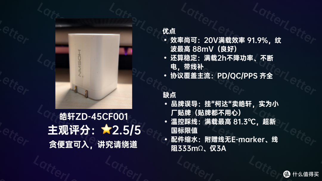 “柯达适用”充电器——皓轩ZD-45CF001 45W充电器评测报告