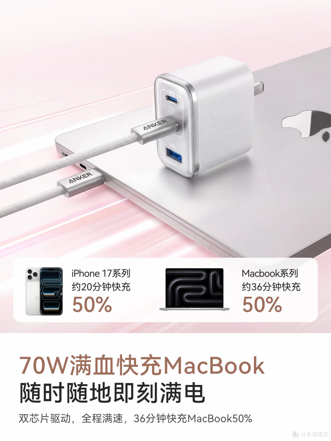 65W三口GaN充电器，极简出行