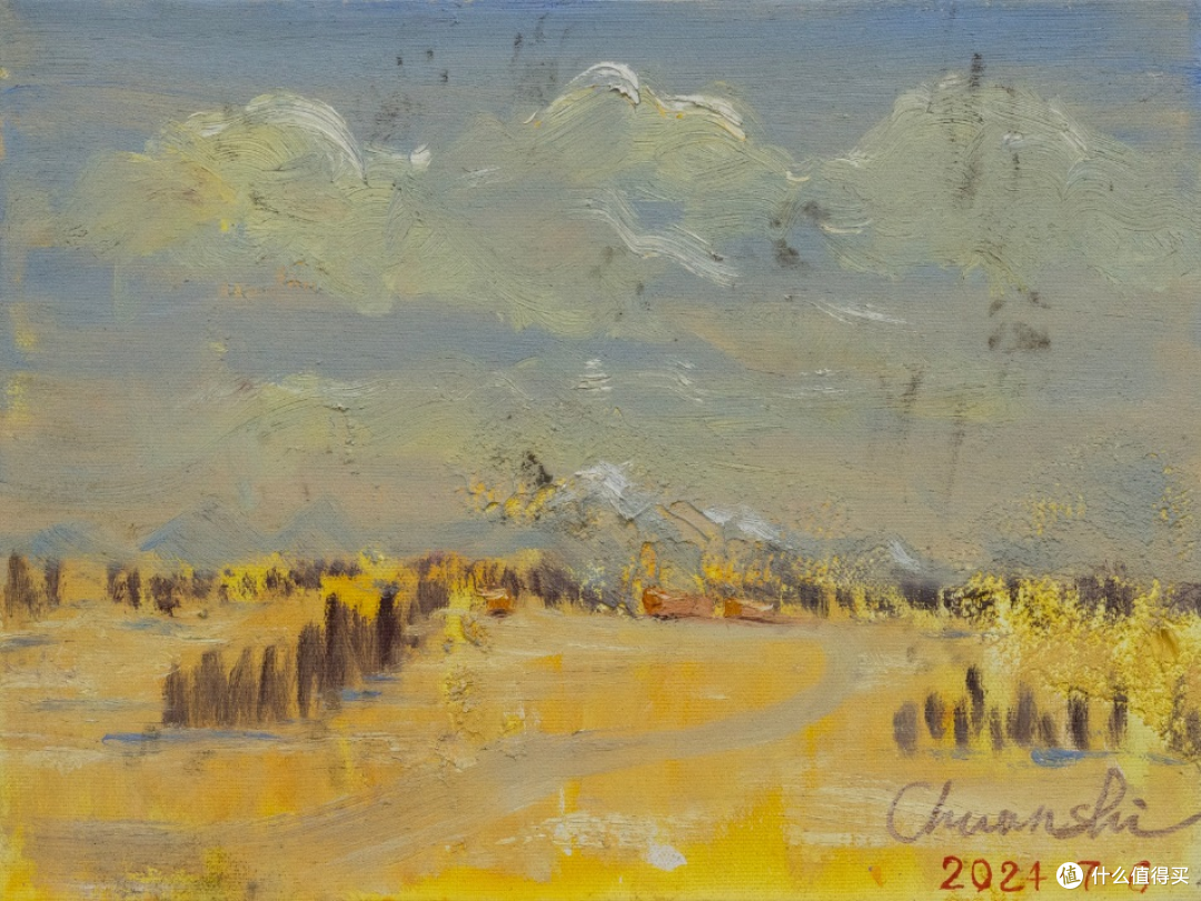 川石作品 未校准的独白4 纸板油画 30×40cm