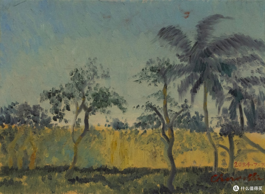 川石作品 未校准的独白5 纸板油画 30×40cm