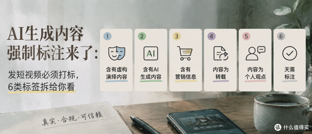 AI生成内容强制标注来了:发短视频必须打标,6类标签拆给你看