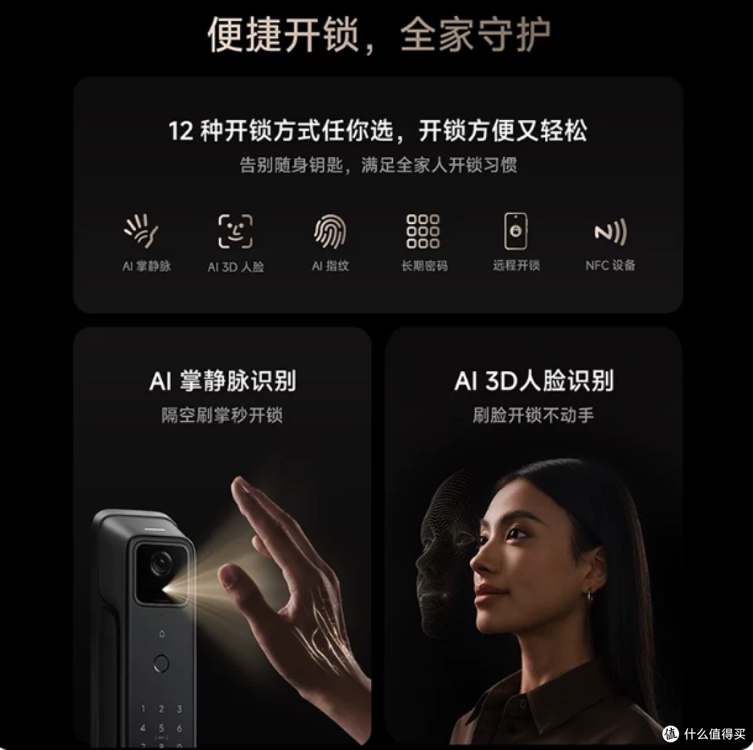 小米智能门锁4Pro掌静脉大屏猫眼智能门锁入户门智能门锁小米门锁