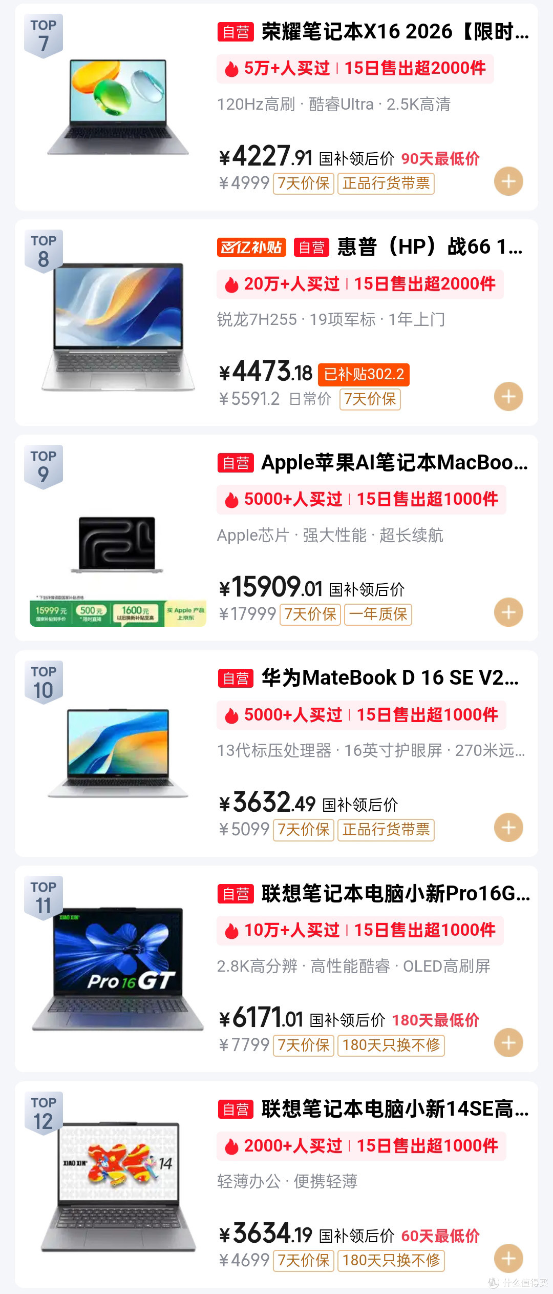 京东笔记本电脑排行榜TOP12,618前夕盘点,苹果中高低档位霸榜?