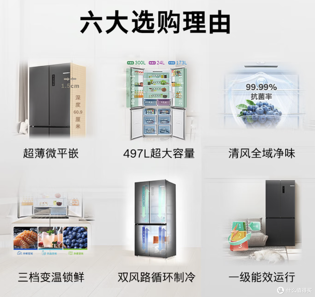 博世(BOSCH)小平安P200 497升十字门冰箱 K1EC49788C