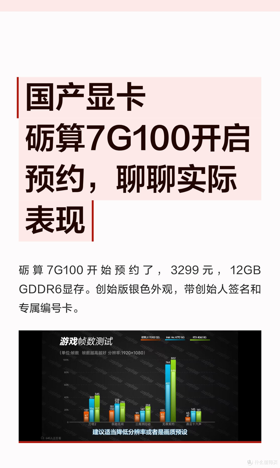国产显卡砺算7G100开售|聊聊它的真实表现✨
