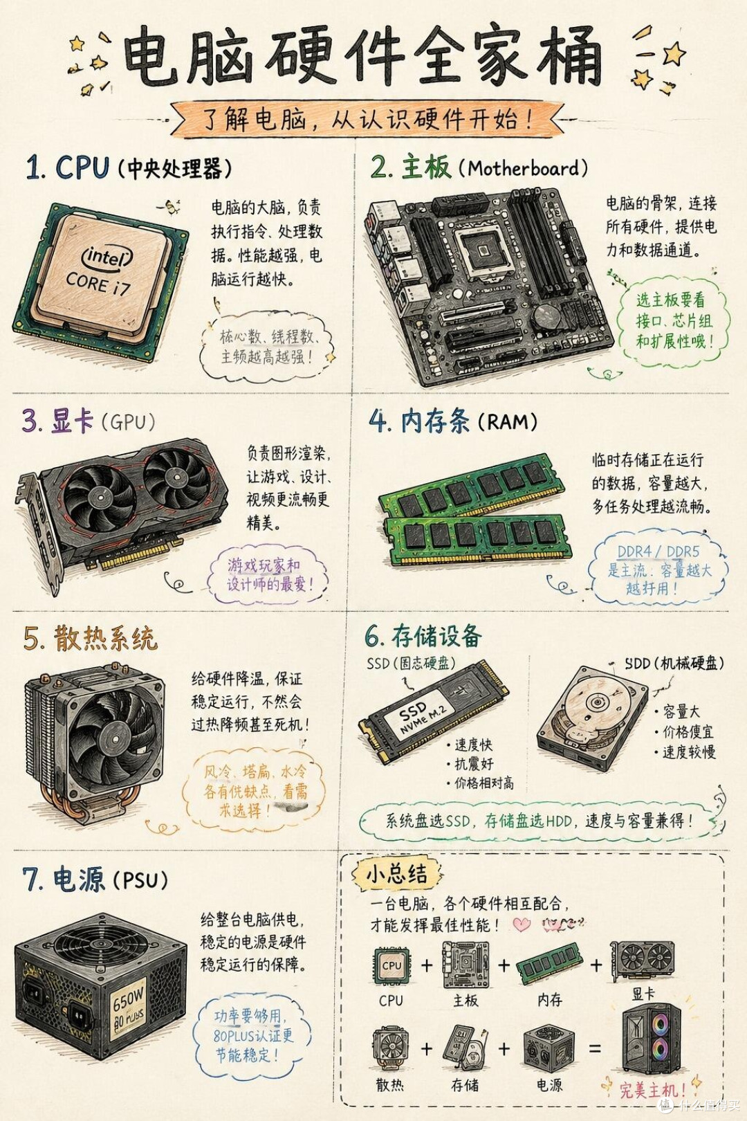 电脑小白必看!硬件全家桶通俗版来了