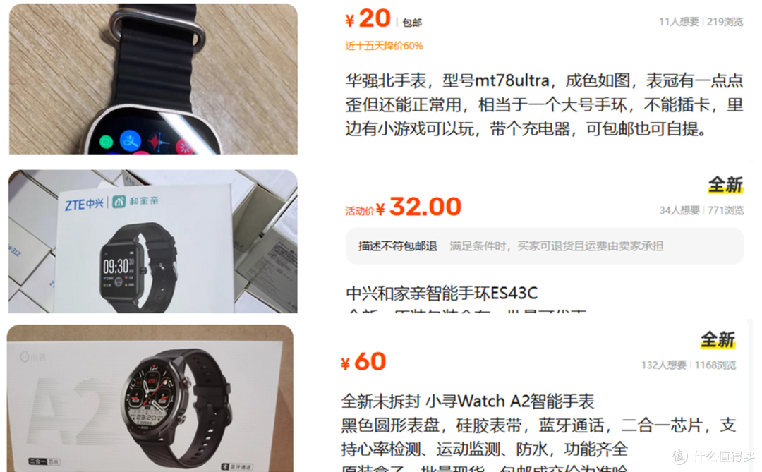 二手鱼流入大量智能手表表头,9块9还包邮,这价格你受得了?