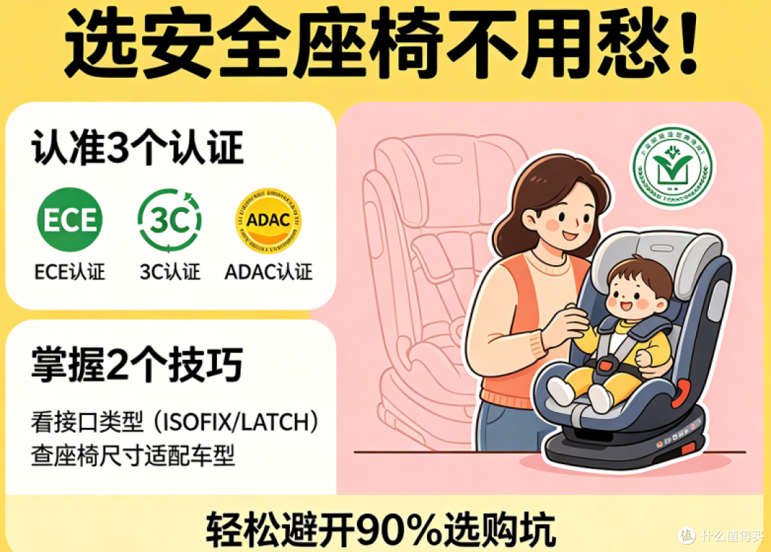 安全座椅选购不用愁！认准3个认证+2个技巧，避开90%选购坑