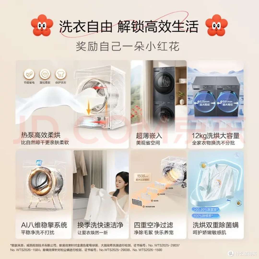 618巅峰盛典:海尔小红花洗烘套装,12KG大容量实测!