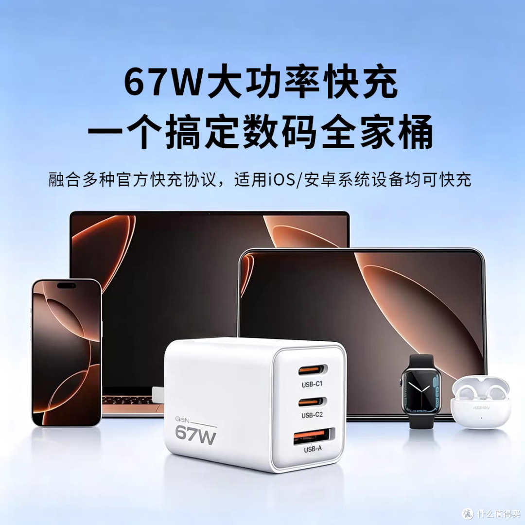 小冰雹67W vs 绿联65W副口47W让副设备也能满血快充,C2口不缩水