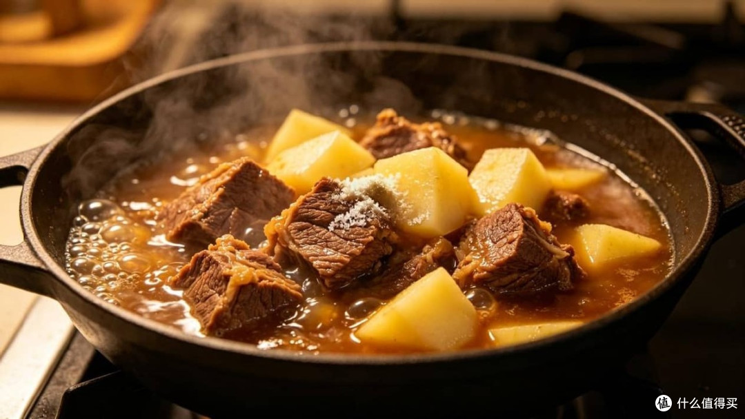 土豆炖牛肉越炖越香,鲜味协同是关键,家常硬菜好上手