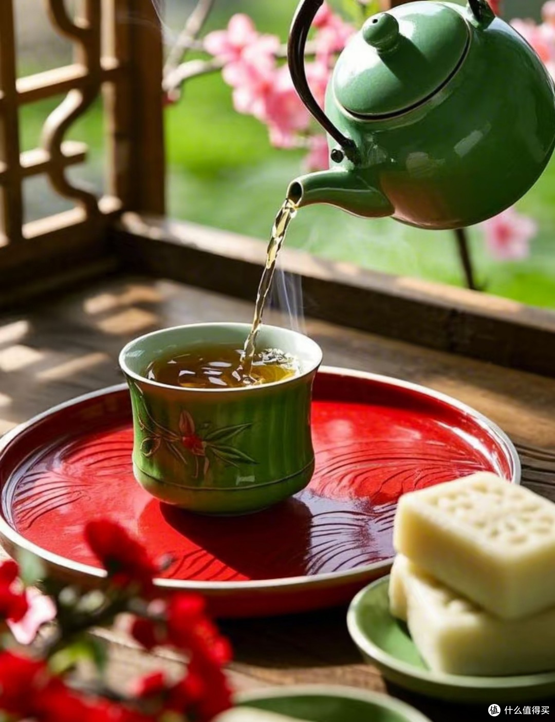 一帘春色入茶盏,这把青瓷提梁壶,装着我和父亲半生的春日念想