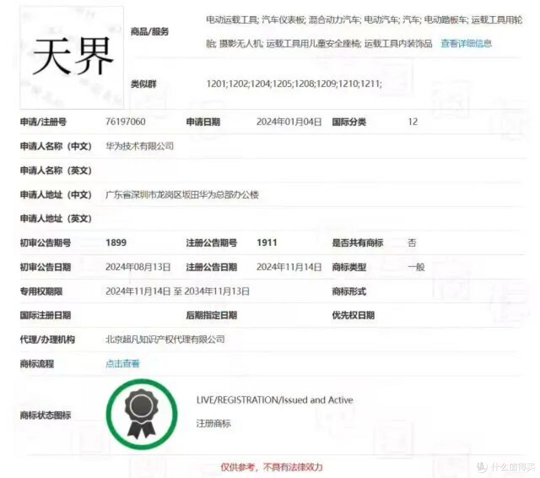 华为申请“世界”汽车类商标,已拿下“仙界”“天界”
