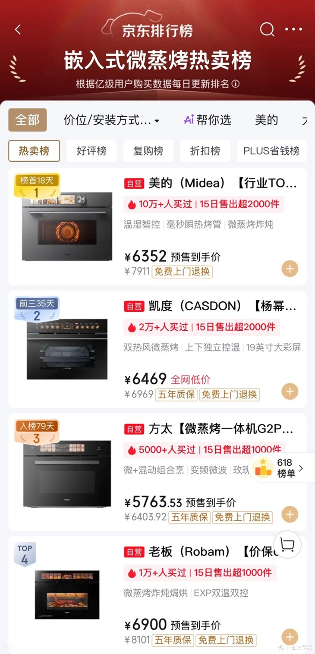 618美的嵌入式微蒸烤一体机!口碑销量双赢,全系列诠释专业实力