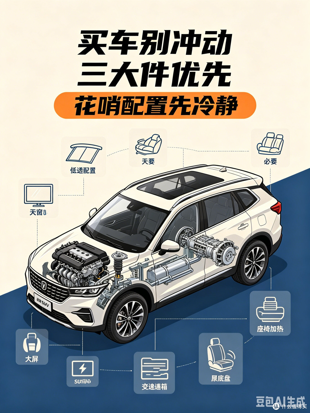 买车理性选配,三大件优先