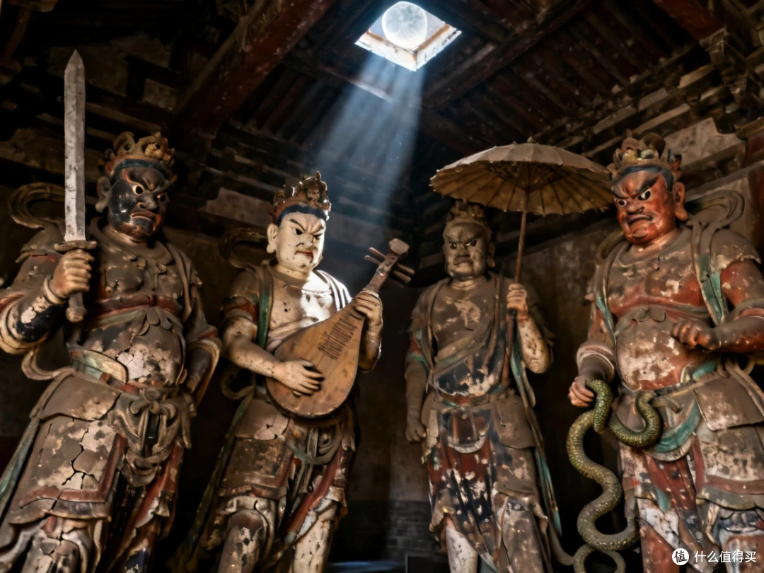 月光照进佛光寺东大殿,4尊泥塑开始上夜班啦