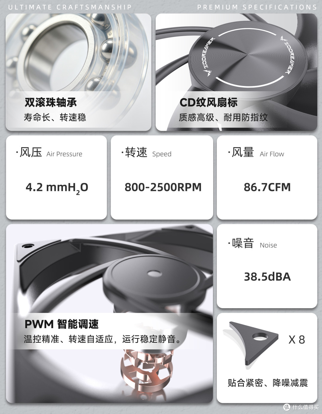 铸梦者X800 8热管双塔 双滚珠CPU散热器
