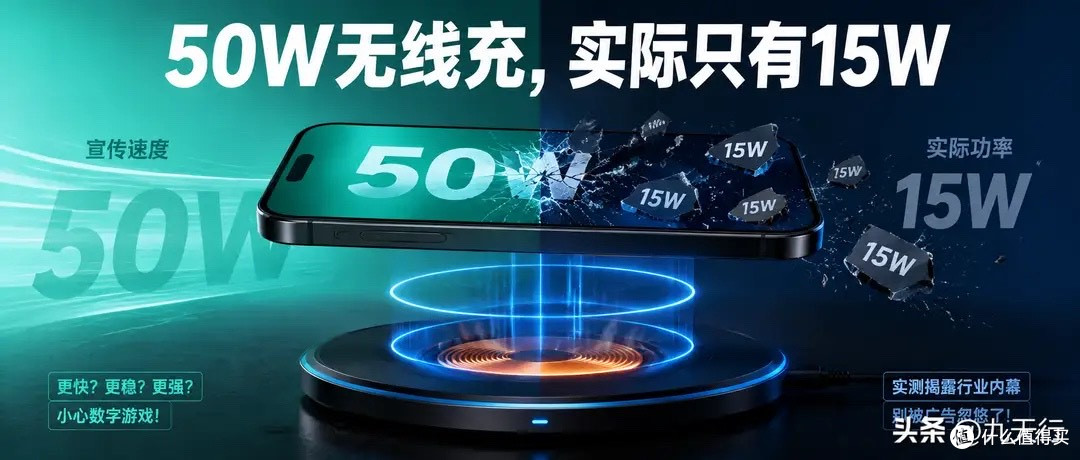你花两百买的50W无线充，实际功率只有15W！别被广告忽悠了！