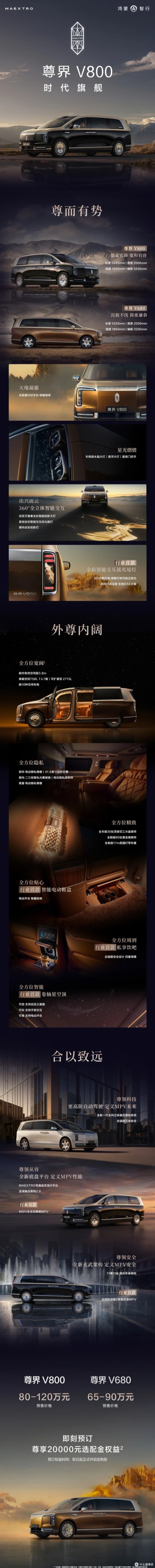 尊界V800/V680现身华为官网:65万起的国产MPV,卖的不是车,是"身份税"
