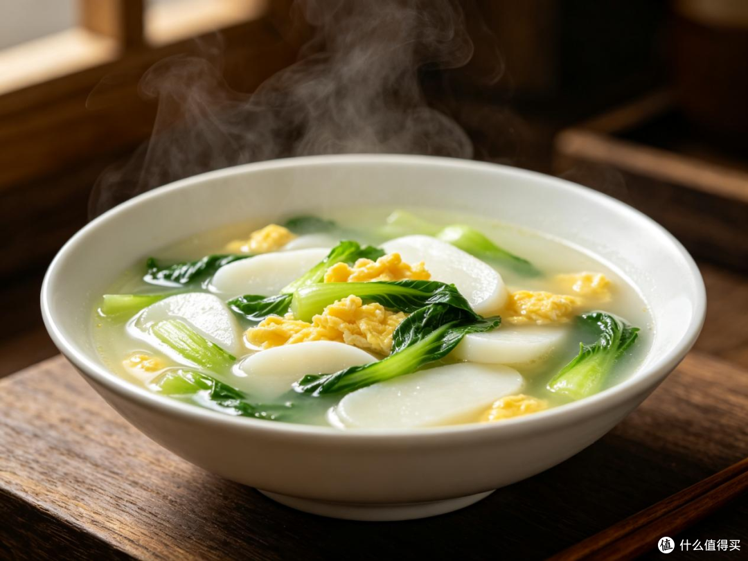 青菜鸡蛋年糕汤