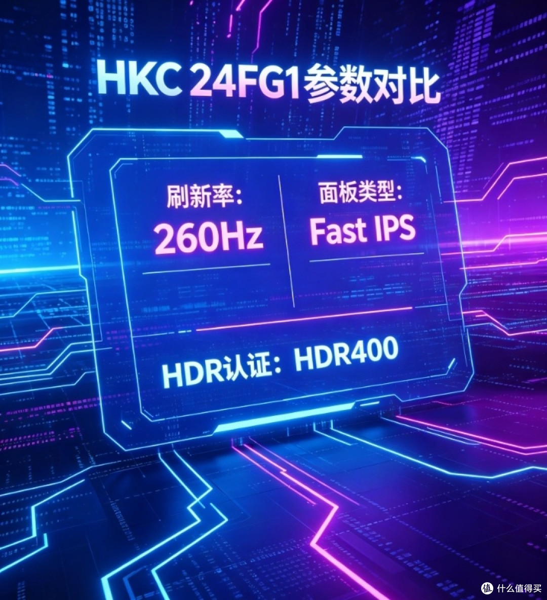 参数党必看!HKC 24FG1 260Hz电竞屏全面拆解,同价位性能无对手