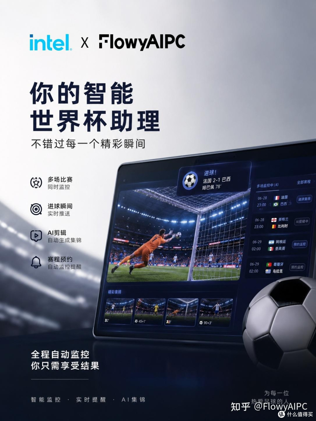 什么年代了还在熬夜看世界杯?现在都是用AI PC自动集锦看球了!