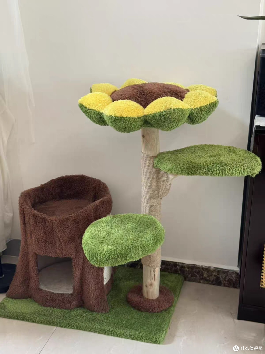 小户型养猫神器:果木实木花朵猫爬架