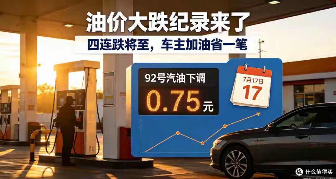 油价大跌来了！单升直降0.75元7月17日迎来四连跌车主加满省一笔