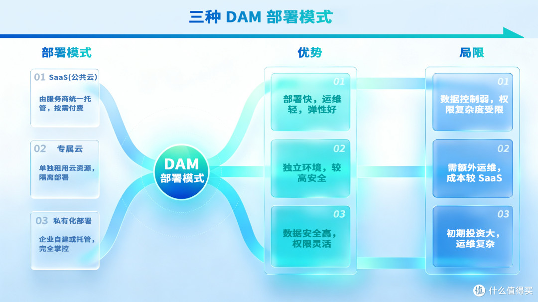 （图片展示了三种DAM部署模式）
