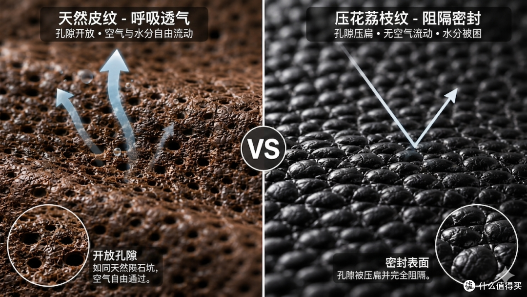 牛皮凉席天然皮纹和压花纹透气示意图
