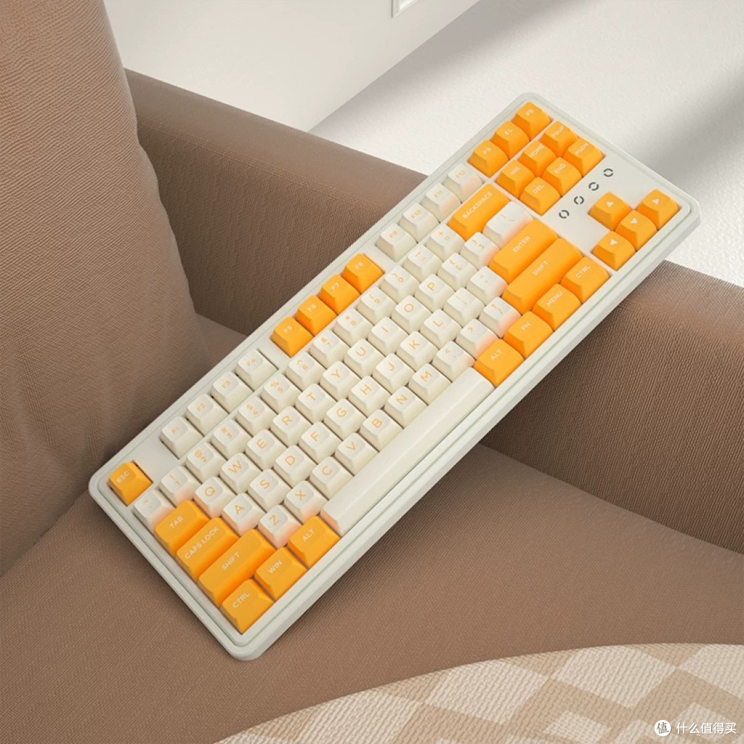 腹灵CMK87键盘：简约奶油风设计