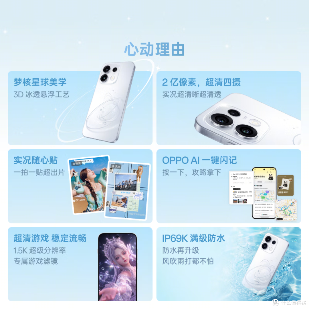OPPO Reno16 16GB+512GB 怦然星动 2亿像素实况神机 5G小直屏智能拍照手机 学生新品 国家补贴